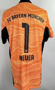 match worn football shirt FC Bayern 2022 - Original match-worn FC Bayern Munich player shirt with the number 1, worn by Manuel Neuer. Worn in a Bundesliga match during the 2021/2022 season. Condition: AAB (General Abuse Certificate). Short-sleeved shirt; size L; club emblem and Adidas logo applied; World Cup Winners' Cup patch flocked; sponsor logo `T..., club name, player number and player name rubberized; back number 25 cm high; Bundesliga patch and Qatar patch rubberized; 100% polyester; Made in Thailand; Condition: A - Bild 2