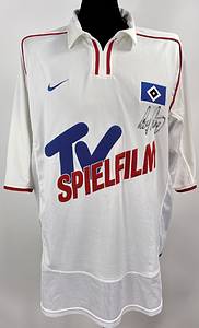 Hamburger SV- Trikot 2001  | Original match worn Hamburger SV Spielertrikot mit der Nummer 22 von Roy Präger.Getragen in einem Test-Spiel in der Saison 2000/2001.Trikot stammt aus der Sammlung eines ehemaligen Bundesliga-Profis. Trikot ist signiert. Status:ABA. - Bild 2