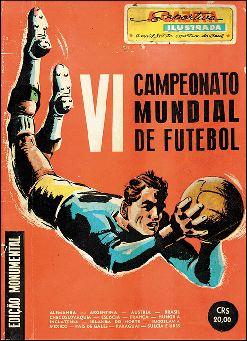  - World Cup 1958. Rare Brasilian Report "A Gazeta Esportiva!" comprehensive report on the tournament with team photos, very rare! Size 24x33cm, 194 pages approx. 350 photos,  (PORTUGUESE). -The booklet has been bound in a plain cardboard cover! Condition: C