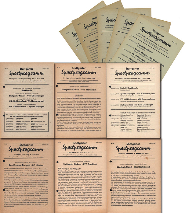 Programm 1946  | 12x Programmhefte 1946. "Stuttgarter Sportprogramm" Nr. 16, 2x 23, 2x 28, 4x 29, 35, 2x 40