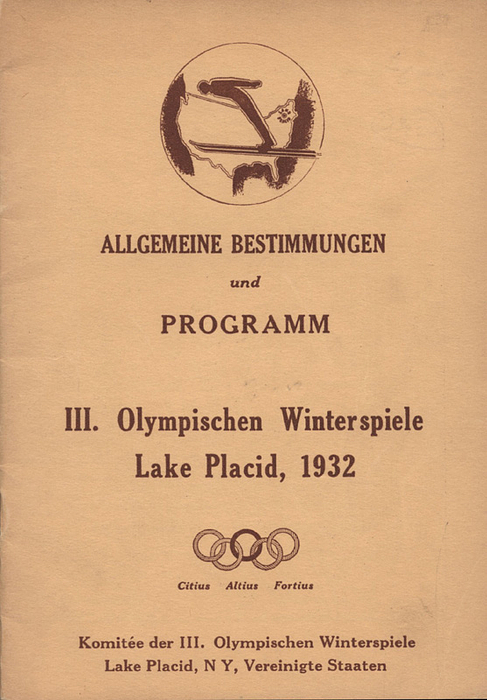 Programm OSW1932  | III.Olympische Winterspiele Lake Placid 1932. Allgemeine Bestimmungen und Programm (Deutsche Ausgabe)