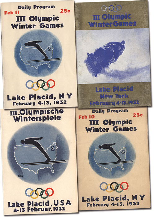 Programm OSW1932  | Vier verschiedene Programmhefte von den Olympischen Winterspielen Lake Placid 1932.