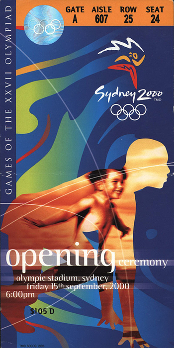  - Olympic Games 2000. Ticket Opening Ceremony in Sydney on September 15th. Size 9.5x22 cm. Condition: A