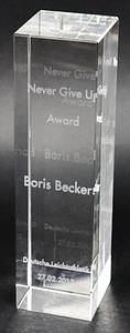 1)Boris Becker Ehrenpreis DLV 2017  | Ehrenpreis des Deutschen Leichtatheltikverbands "Never give up Award" für Boris Becker am 27.02.2017. Glassteele mit holgaphischer Inschrift "Never Give Up Award Boris Becker Deutsche Leichtatheltik 27.02.2017" Glas, Gewicht 3,1 kg, 25x6,5x6,5 cm Unikat! Mit Echheitszertifikat von AGON. - Bild 4
