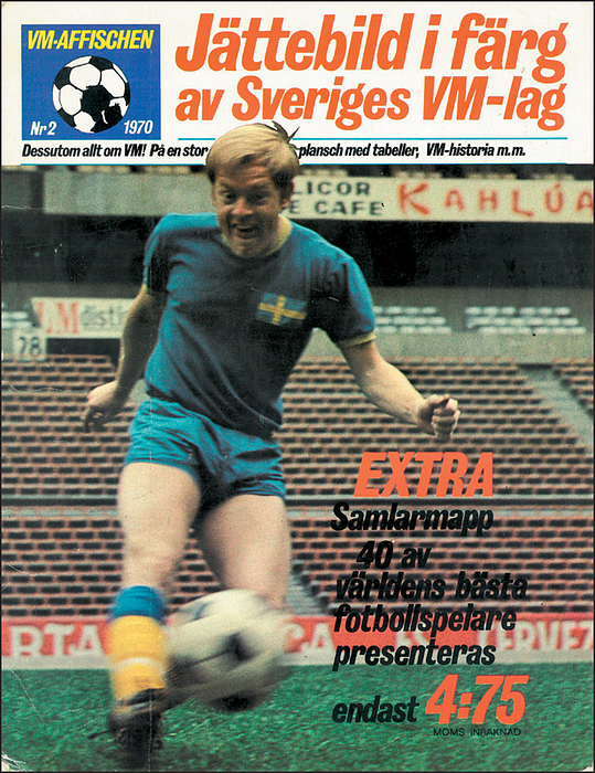 World Cup 1970. rare Swedish Sticker Album - World Cup 1970: rare Swedish Collector's sticker album with portraits of all swedish players and some international stars. complete with 40 fotosticker (complete), size 24x34cm, 6 pages, Condition: C