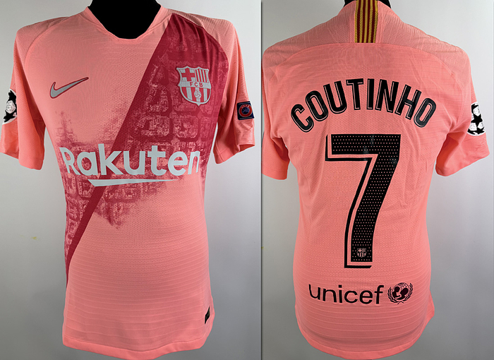 Barcelona,FC - Trikot 2019  | Original match issue FC Barcelona Spielertrikot mit der Nummer 7 von Phillip Coutinho. Vorbereitet für ein Championsleague-Spiel in der Saison 2018/2019.Status ABC