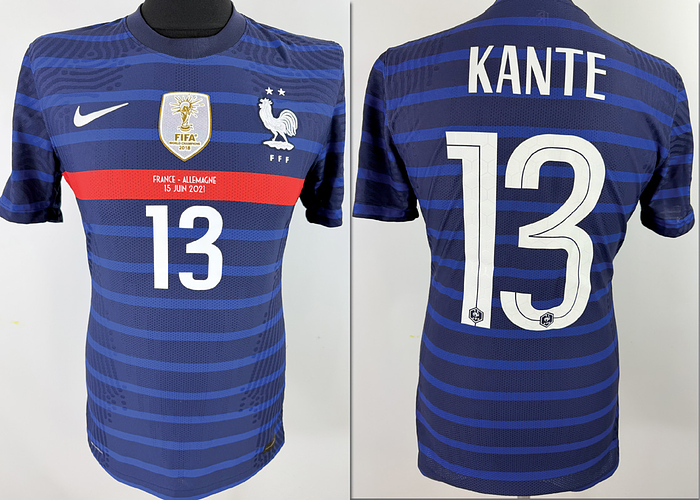 Frankreich - Trikot 2020 EM  | Original match issued Frankreich Spielertrikot mit der Nummer 5 von TN’Golo Kanté, vorbereitet für das Europameisterschaftspiel gegen Deutschland am 15.06.2021 in München.Status AAB