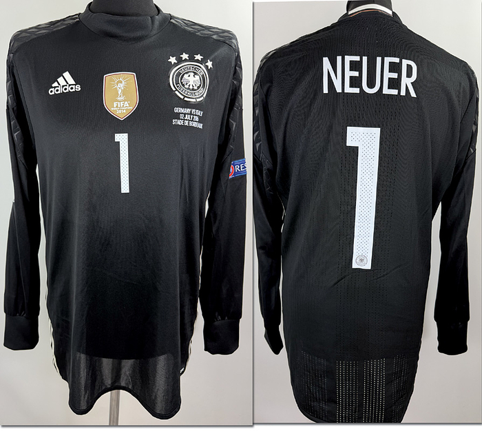 DFB - Trikot 2016 EM  | Original match issued DFB Spielertrikot mit der Nummer 1 von Manuel Neuer. Vorbereitet für das Viertelfinale der Europameisterschaft 2016, Deutschland-Italien am 02.07.2016 in Bordeaux. Status: AAB
