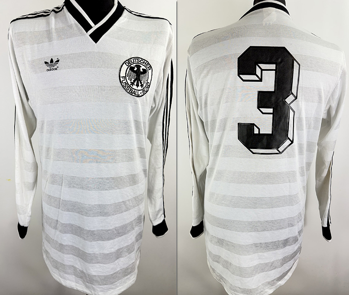 DFB - Trikot 1985  | Original match worn DFB Spielertrikot der mit der Nummer 3 von Andreas Brehme. Getragen in einem Länderspiel 1985. Status ABB