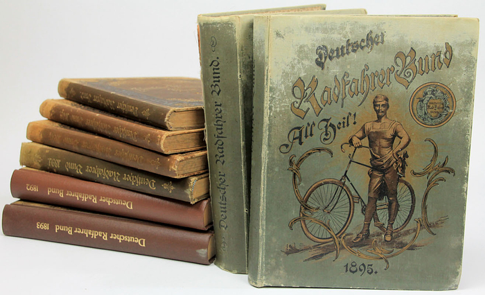 Deutscher Radfahrer Bund 1888 - 1895  | Deutscher Radfahrer Bund. Fachzeitschrift für die Interessen des Radfahrens. Officielles und eigenes Organ des Deutschen Radfahrer-Bundes. Konvolut von 8 Jahrgängen 1.Jahrgang 1888 bis 8.Jahgang 1895. Museumsstücke!!!!.