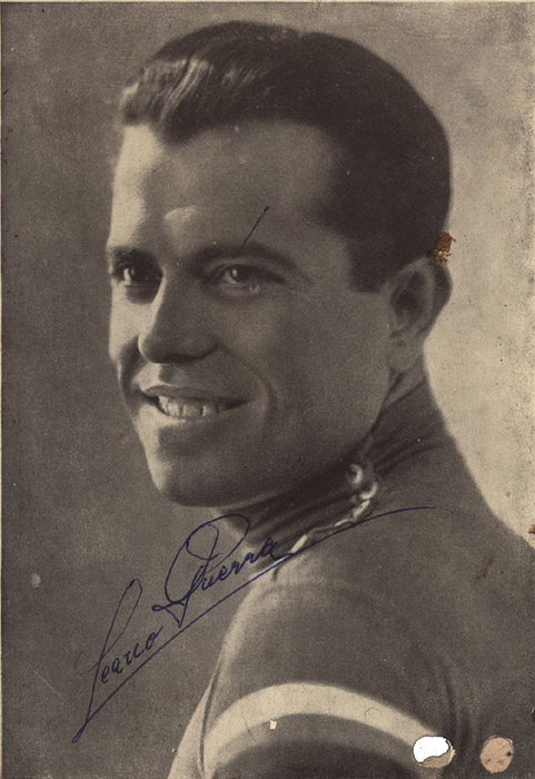 Guerra, Learco  | (1902-1969) Originalsignatur auf S/W-Magazinfoto vom Weltmeister 1931, Giro-Sieger 1934 und Zweiten der Tour de France 1933 Learco Guerra (ITA). 14x9,5 cm
