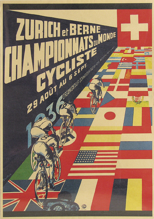 Plakat - Radsport 1936  | Zurich et Berne Championnats du Monde Cycliste, 29 Août au 6 Sept. 1936. 42x30 cm.