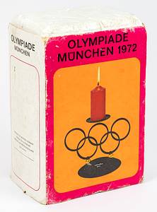 Kerzenständer OS1972  | Schwarzer Metallkerzenständer mit Olympischen Ringen. Aufschrift „München 1972“ in original Verpackung!!  19x14 cm - Bild 2