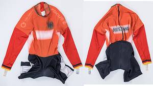 Radsporttrikot - 2006 Michael Seidenbecher  | Original getragener Bahnradrennanzug (match worn) von Michael Seidenbecher für die deutsche Nationalmannschaft ca. 2006. Reisverschluss, Popolsterung. Massanfertigung. - Bild 2