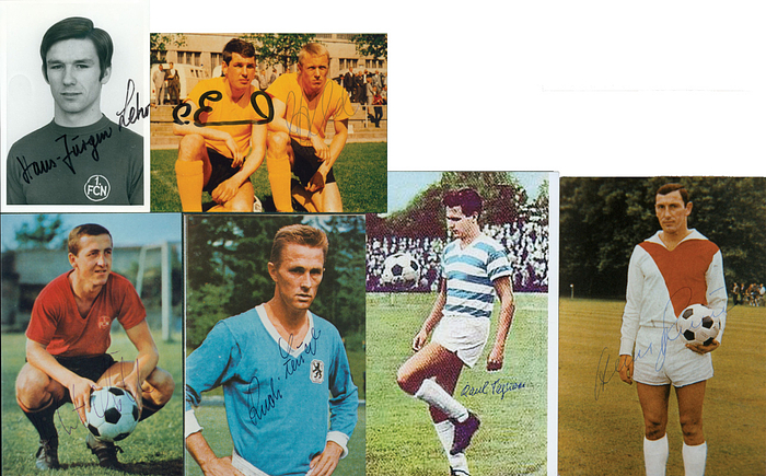 Bundesligaspieler 1963-1970  | 6 früh verstorbene Bundesligaspieler: Hans Sturm (1935-2007; 1.FC Köln; Reprofoto); Rudi Zeiser (1936-1993; 1860 München; Reprofoto); Hubert Schöll (1946-1992; 1.FCN; Reprof.); Lothar Emmerich (1941-2003, Dortmund mit Hled Repror.); Seltene Autogramm von Bundesligaspielern: Paul Tagliari (BRA; 1940-2026; 1964 -1966 Meidericher SV; erster Brasilianer in der Bundesliga; Reprofoto), Hans-Jürgen Lehr (1.FC Nürnberg, Schmidtpeter - Foto; Bundesliga - Kader ohne Einsatz).