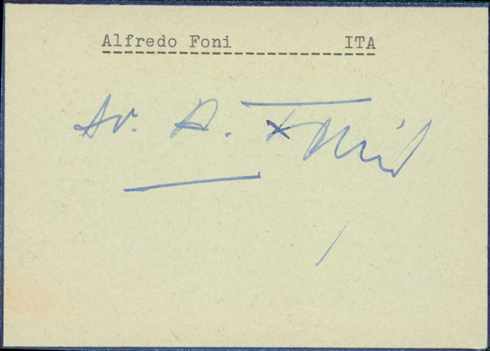  - Autograph: World Cup 1938 Italy: Alfredo Foni (1911-1985) Condition: A-