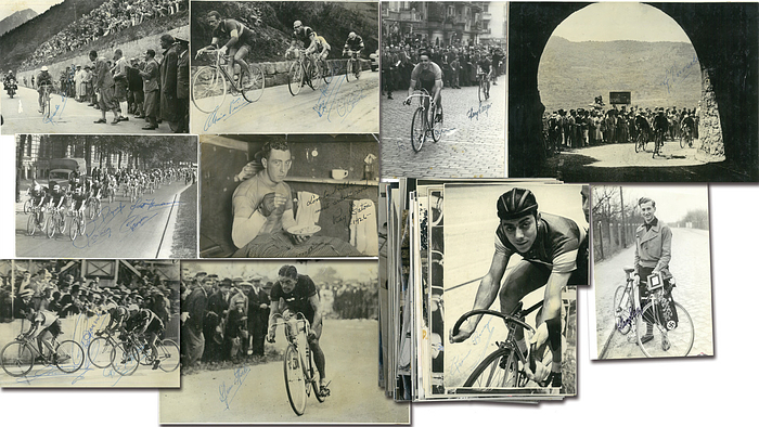 Sorry, no english description is available. ...  -  Condition: B-C.....ca. 95 %der Signaturen wurden im Zeitraum 1932-1939 gegeben, alle in Tinte u.a. Vasco Bergamaschi, Raymond Louviot, Jean Aerts, Richard Menapace, Félicien Vervaecke, Gerhard Purann,  Leo Amberger, Primo Bergomi, Adrie Zwartepoorte, Gustaaf Deloor, Antoine Dignef, Ray eaton, Diego Marabelli. Alle Fotos sind auf Karton aufgezogen oder mit Kleberresten auf der Rückseite. ARCHIV