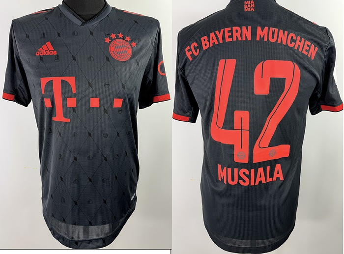 München,FC Bayern  - Trikot 2025  | Original match worn FC Bayern  Spielertrikot mit der Nummer 42 von Jamal Musiala. Getragen in einem DFB-Pokalspiel in der Saison 2024/2025.Status ABB