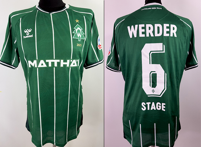 Sorry, no english description is available. ...  -  Condition: A.....Trikot kurzarm; Größe M; Vereinsemblem, Herstellerlogo Hummel aufgeklebt; Sponsor `Matthai,  Vereinsname, Spielernummer und Spielername aufgummiert;Bundesliga-Patch,  Ammerländer-Patch aufgummiert; 100% Polyester; Made in Türkei ; Trikot kommt von einem Mitarbeiter von Werder Bremen