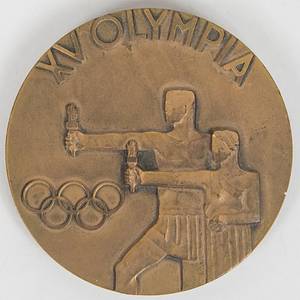  - Olympic Games 1952. Participation medal Helsinki Bronze, size 5.4 cm, issued to athletes and officials, EF. Condition: A- - Bild 2