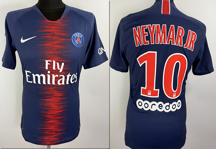 Paris, St.Germain - Trikot 2019 Neymar  | Original match issue Paris Saint German Spielertrikot mit der Nummer 10 von Neymar Jr. Getragen in einem  Liga-Spiel in der Saison 2018-2019. Status ABC.