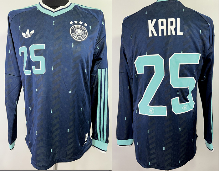 DFB - Trikot 2026  | Original match issued DFB Spielertrikot mit der Nummer 25 von Lennart Karl. Vorbereitet für das Länderspiel gegem Finnland am 31.03.2026 in Mainz. Trikot stammt aus der Sammlung eines ehemaligen DFB-Mitarbeiters.  Status:AAB
