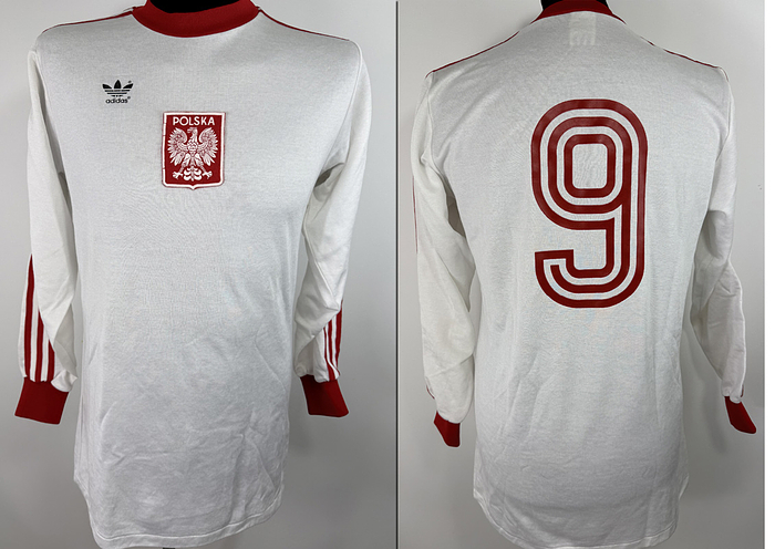 Polen -Trikot 1979  | Original match worn Polen Spielertrikot mit der Nummer 9 von Zbigniew Bosniek.Getragen in einem Länderspiel in 1979/1989.Trikot stammt aus der Sammlung eines ehemaligen DFB-Mitarbeiters. Status ABA
