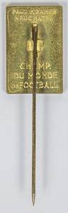  - FIFA World Cup 1954. Official Visitors Pin Made by Paul Kramer, Neuchatel. With inscription on rear "Champ. Du Monde de Football". Bronze,  size 2x1.3 cm. EF. Attention!! Only items bearing this manufacturer’s inscription are original. Any badges lacking this inscription are replicas!! Condition: A - Bild 3