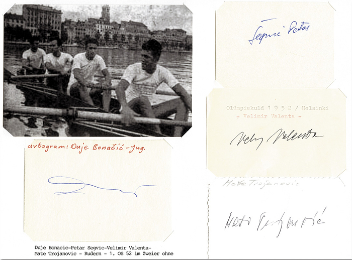 Sorry, no english description is available. ... Olympic Games 1952 Autograph Rowing Jugoslawia -  Condition: A.....Selten!.