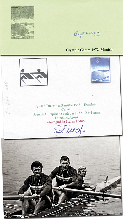 Sorry, no english description is available. ... Olympic Games 1972 Autograph rowing Romania -  Condition: A.....Sehr selten, kaum zu bekommen!! Dabei S/W-Reprofoto (15x10 cm).