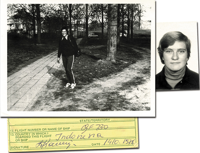 (1951-1986) Flugbeleg mit original Signatur von Eleonora Kaminskaite (URS) vom 14.10.1978. Bronzemedaille im Doppelzweier - Rudern der Frauen für die UdSSR bei den Oympischen Spielen 1976. 10,5x2,5 cm Dabei zwei S/W-Fotos, 12x9 + 5x4 cm.