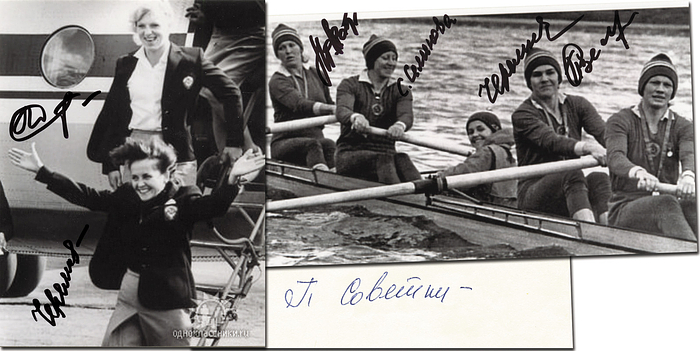 Sorry, no english description is available. ... Olympic Games 1980 Autograph rowing USSR -  Condition: A-.....Selten!! Mannschaftsfoto von der Ruder-Weltmeisterschaft 1979.