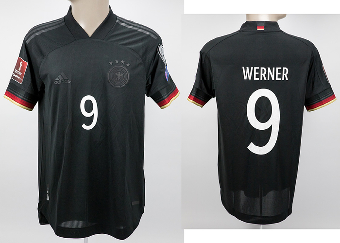 Original match worn Spielertrikot von Deutschland mit der Rückennummer 10. Getragen von Werner am 25.03.2021 im Qualifikationsspiel zur Fußball Weltmeisterschaft gegen Island. Deutschland - Island 3:0. Status:AAB.