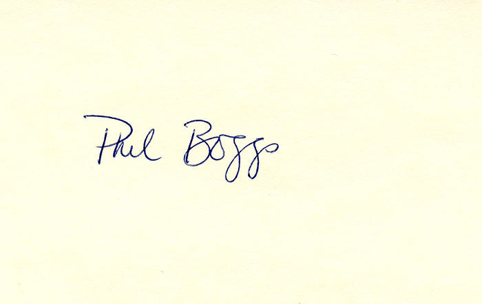 (1949-1990) Originalsignatur auf Karteikarte (7,5x12,5cm) von Phil Boggs (USA).Goldmedaille bei den Olympischen Spielen 1976 im Kunstspringen.