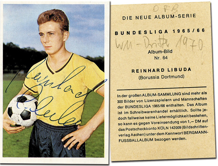 Sorry, no english description is available. ... Autograph Football Germany. Stan Libuda -  Condition: A.....Komplette Signatur "Reinhard Libuda" sehr selten. Sammelbild fast neuwertig!!!!.