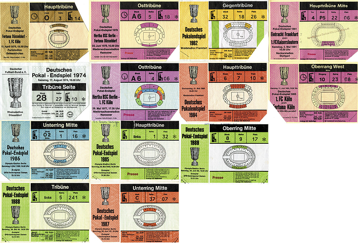 Sorry, no english description is available. ... Tickets German Cup Final 1974-1989 -  Condition: A-C.....Schöne Sammlung!.