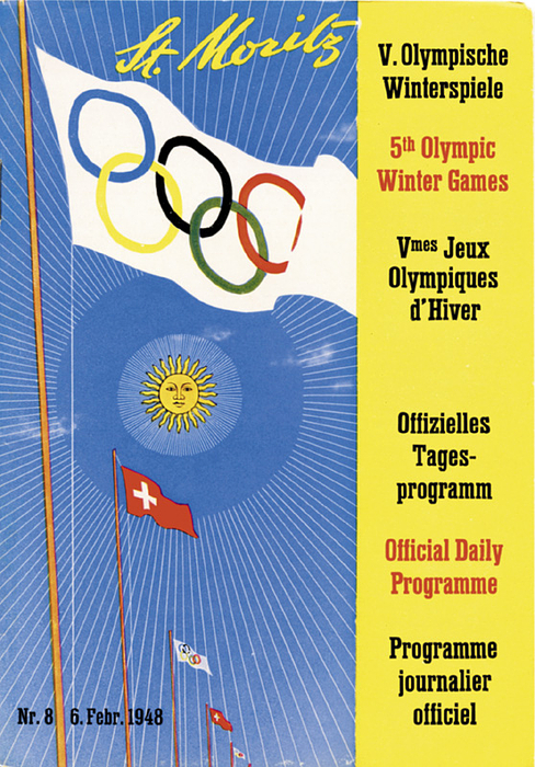 Olympic Winter Games 1948 Daily programme - Official Daily Programme 5th Olympic Winter Games St. Moritz. No.8 6th february 1948. 12 pages, 21x12.5 cm, --Nice copy. Condition: B
