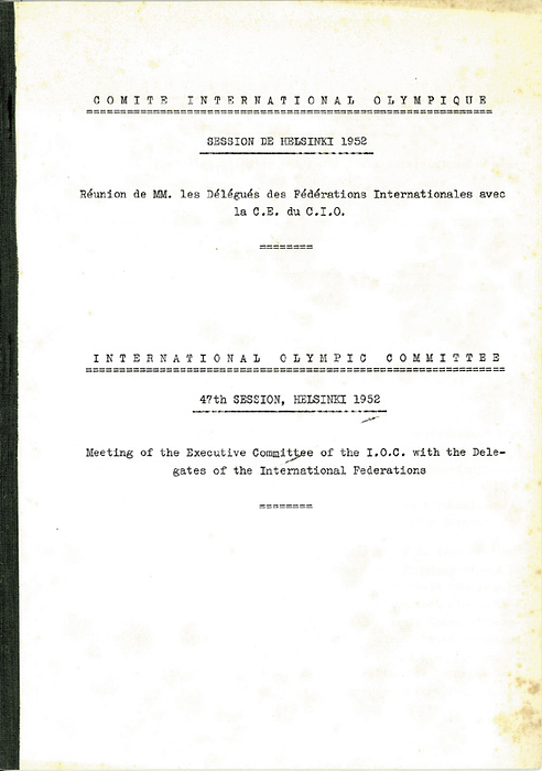 Olympic Games 1952 Official Report IOC Session