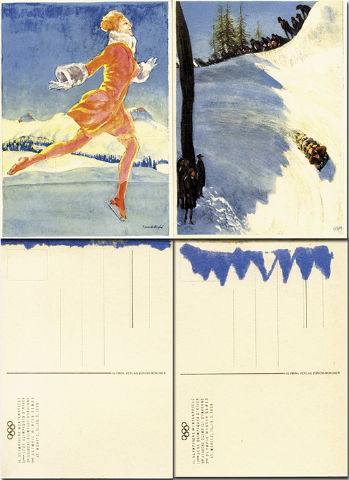 Olympic Winter Games 1928. 3 Official Postcards