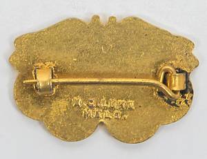 Abzeichen OS1956  | Souvenirabzeichen von den Olympischen Sommerspielen 1956 mit farbig emaillieten Olympischen Ringen und der Aufschrift "Visitor". Bronze, vergoldet, teilweise farbig emailliert, Hersteller: "G.C.Luke, Melbourne", 2,5x1,8 cm. - Bild 3