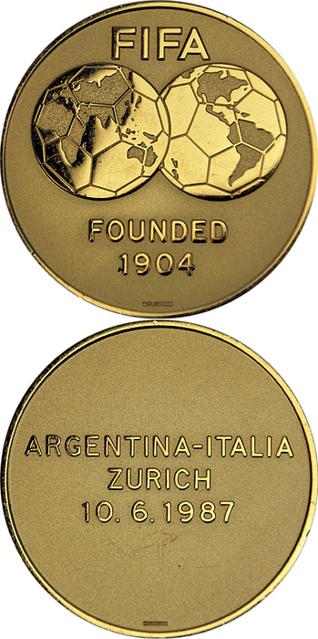 Football FIFA medal Argentina v Italy 1987