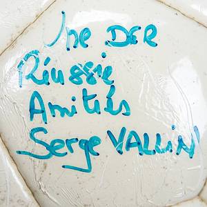 Football match Ball 2001 Germany v Albania - Original match ball from the international match between Albania and Germany (0:2) on June 6, 2001, in Tirana. A qualifying match for the 2002 FIFA World Cup. The leather ball is "Tramondi F.SH.F. 1930." Handwritten by the referee, plus original signatures by the assistant referees. With play wear. Condition: AAA --The ball comes from the collection of the French referee of this match, Gilles Veissiere. Condition: A-B - Bild 6
