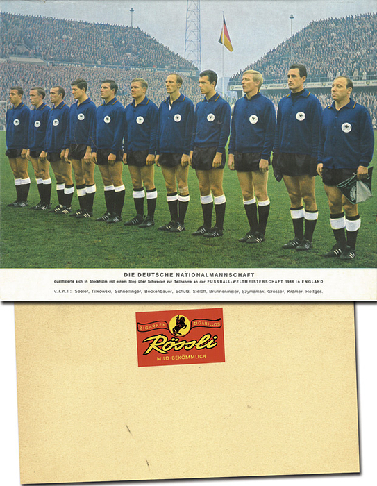Farbiges Großbild 1966/67 Deutsche Nationalmannschaft. Karton 30x24 cm.