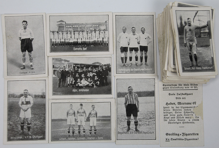 Sorry, no english description is available. ... 152 Football Stickers:  Greiling 1928 -  Condition: B-C.....Zustand der Bilder unterschiedlich. Mit geringen Kleberresten auf der Rückseite. Das Konvolut wurde nicht kollationiert.