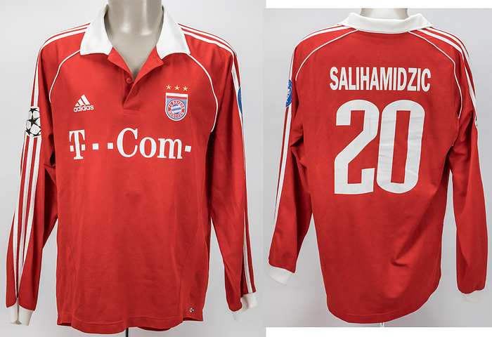 Original match worn / issued Spielertrikot vom FC Bayern  München mit der Nummer 20. Getragen von Hasan Salihamidzic in einem Spiel der UEFA-Champions League in der Saison 2005/2006. Salihamidzic ist 42-facher Nationalspieler von Bosnien Herzegowina ,Weltpokalsieger und Champions League-Sieger 2001. Status:ABC.