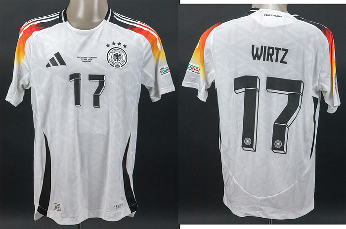 DFB - Trikot 2024 EM  | Original match worn / issued Spielertrikot von Deutschland mit der Rückennummer 17. Getragen von Florian Wirtz am 23.06.2024 im Gruppenspielder Fußball Europameisterschaft gegen die Schweiz. Schweiz - Deutschland 1:1. Status:AAB.