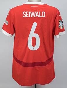 Original match worn Spielertrikot von Österreich mit der Rückennummer 6. Getragen von Nicolas Seiwald am 02.07.2024 im Achelfinale der Fußball Europameisterschaft gegen die Türkei. Österreich - Türkei 1:2. Status:AAB. - Bild 3
