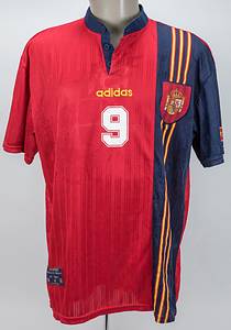 Original match worn Spielertrikot von Spanien mit der Rückennummer 9. Getragen von Juan Antonio Pizzi in einem Spiel für die spanische Fußball Nationalmannschaft 1994. Status:ABC. - Bild 3