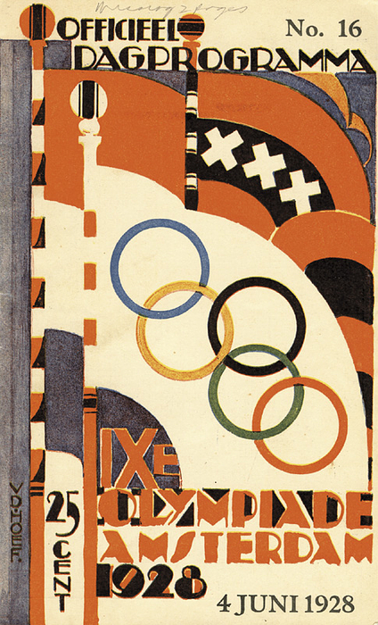 Olympic Games Amsterdam 1928 Programm football - IXe Olympiad Amsterdam 1928, 4 June 1928. No.16 (in Dutch/French!) Semi-final Football. 8 pages, 21.5x12.5 cm, softcover, Amsterdam 1928. --Daily program booklet for the 1928 Olympic Games Football 4.6.1928. No line-ups Very rare! Condition: B-