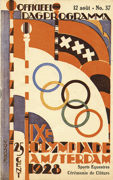 Programme: Olympic Games 1928: Closing Ceremony - Official daily programme for the Closing Ceremony of the Olympic Games in Amsterdam 1928. 40 pages, size 12.5x21.5cm. Very rare! (DUTCH/GERMAN/FRENCH/ENGLISH); --small handwritten notes inside by pencil Condition: C